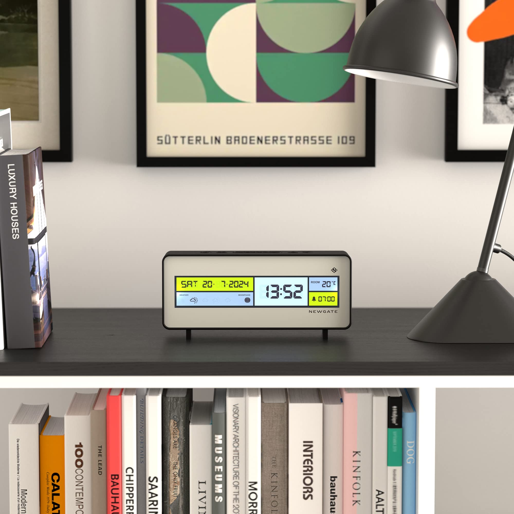 Newgate® Victor Sveglia Quadrata – Design Cubo Retrò – Bianco – Movimento Silenzioso – Per Comodino O Scrivania