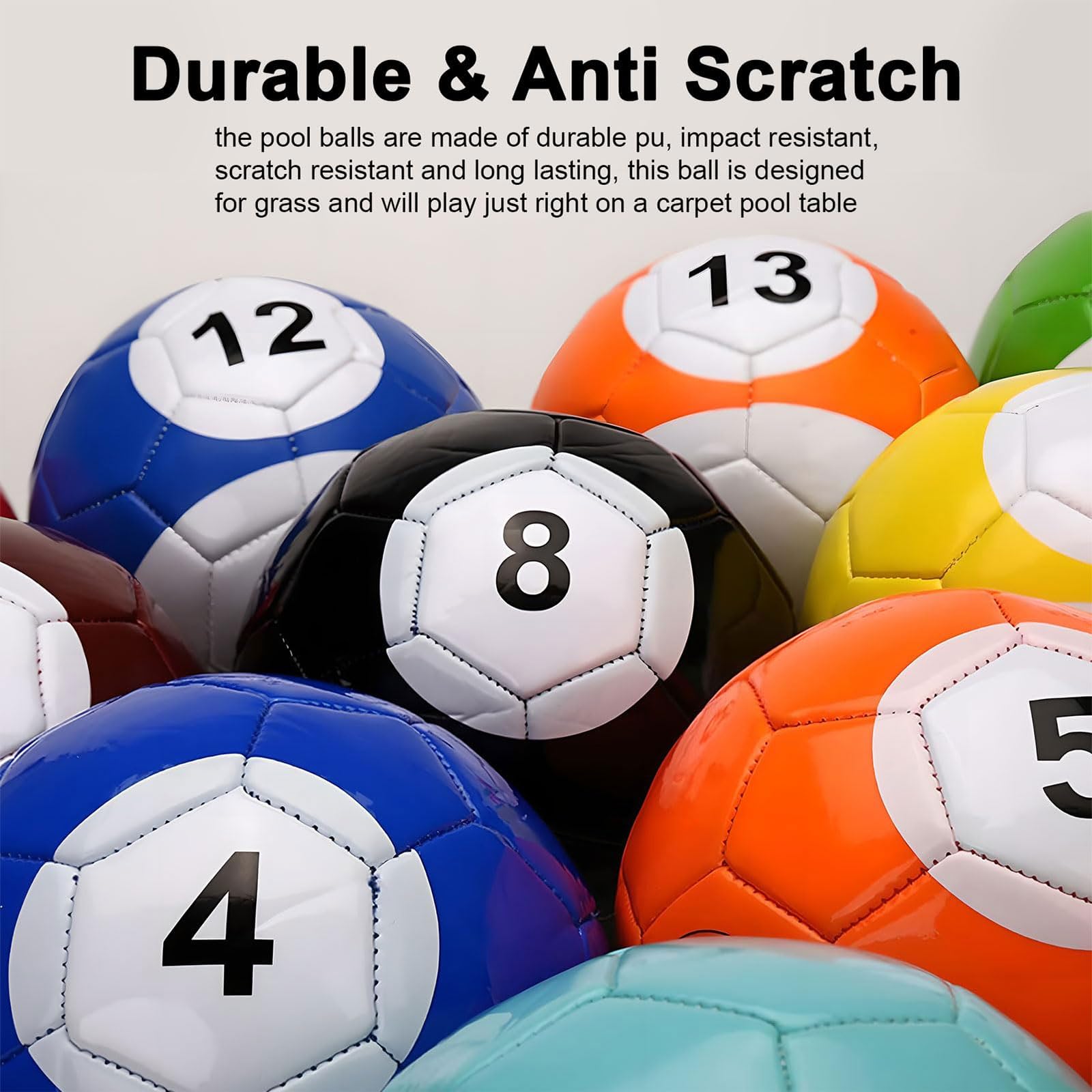 Aufblasbare Billard-Fußball-Fußball-Snooker-Bälle, Tischspiele, 16-teiliges Leder-Fußball-Pool-Kick-Billard-Set, riesiges Snooker-Straßenspiel, für Garten-Hinterhof-Spielzimmer