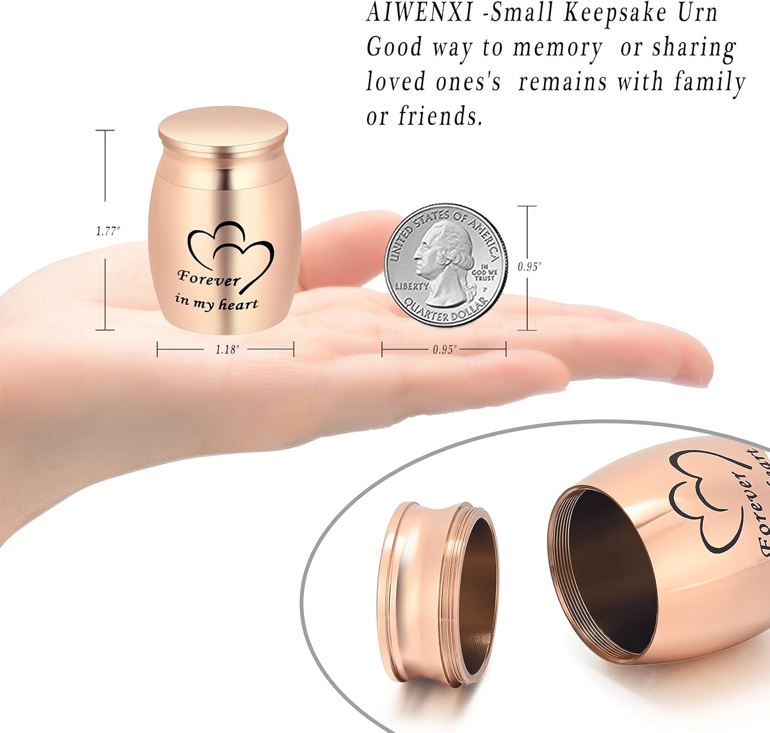 Urn for Ashes,Stainless Steel Funeral Urn Cremation Urn for Ashes with Different Size for Human,Dog, Cat Ashes image 2
