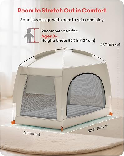 Miniatura 5 de QPAU Inflatable Toddler Travel Bed with Tent – Lightweight Blow Up Kids Air Mattress with Hand Pump – Indoor & Outdoor Portable Sleeping Solution