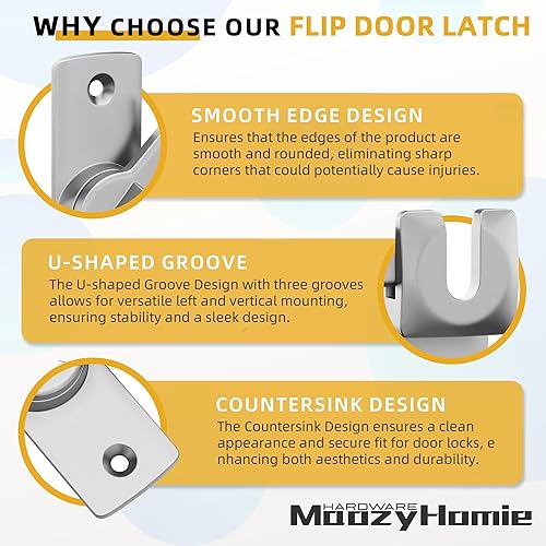 Miniatura 3 de Pestillo de puerta abatible, cierre de puerta de granero de 90180 grados, pestillo de bloqueo de puerta de ángulo recto plateado, herrajes para