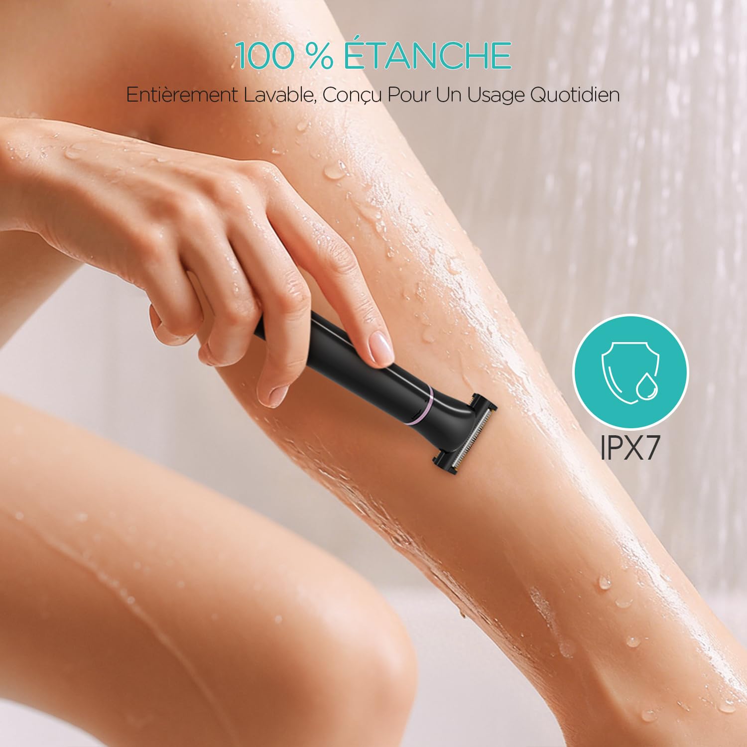 VOGOE Rasoir Electrique Femme, Tondeuse Femme 3-en-1, Tondeuse Femme Intime Sans Fil, Compacte et Étanche pour Corps, Visage et Zone Bikini, Noir ES210