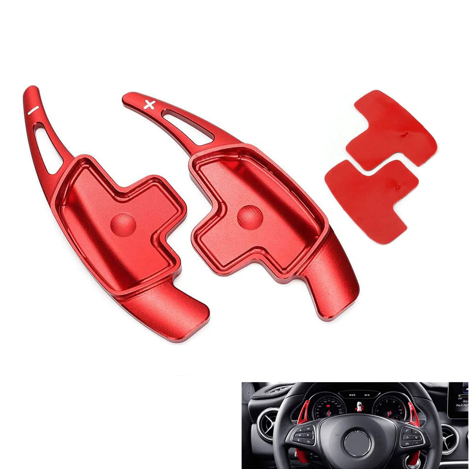 NALACAL Steering Wheel Paddle Shifter Extension, Aluminum-Alloy Shift Paddle For A B C CLA CLS E G GL GLA GLC GLE GLS for Metris S SL SLC Class (Red)