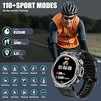 Vista 6 de JELLOO Reloj inteligente militar para hombre con linterna LED (respuestahacer llamada) 3ATM resistente al agua resistente reloj inteligente táctico