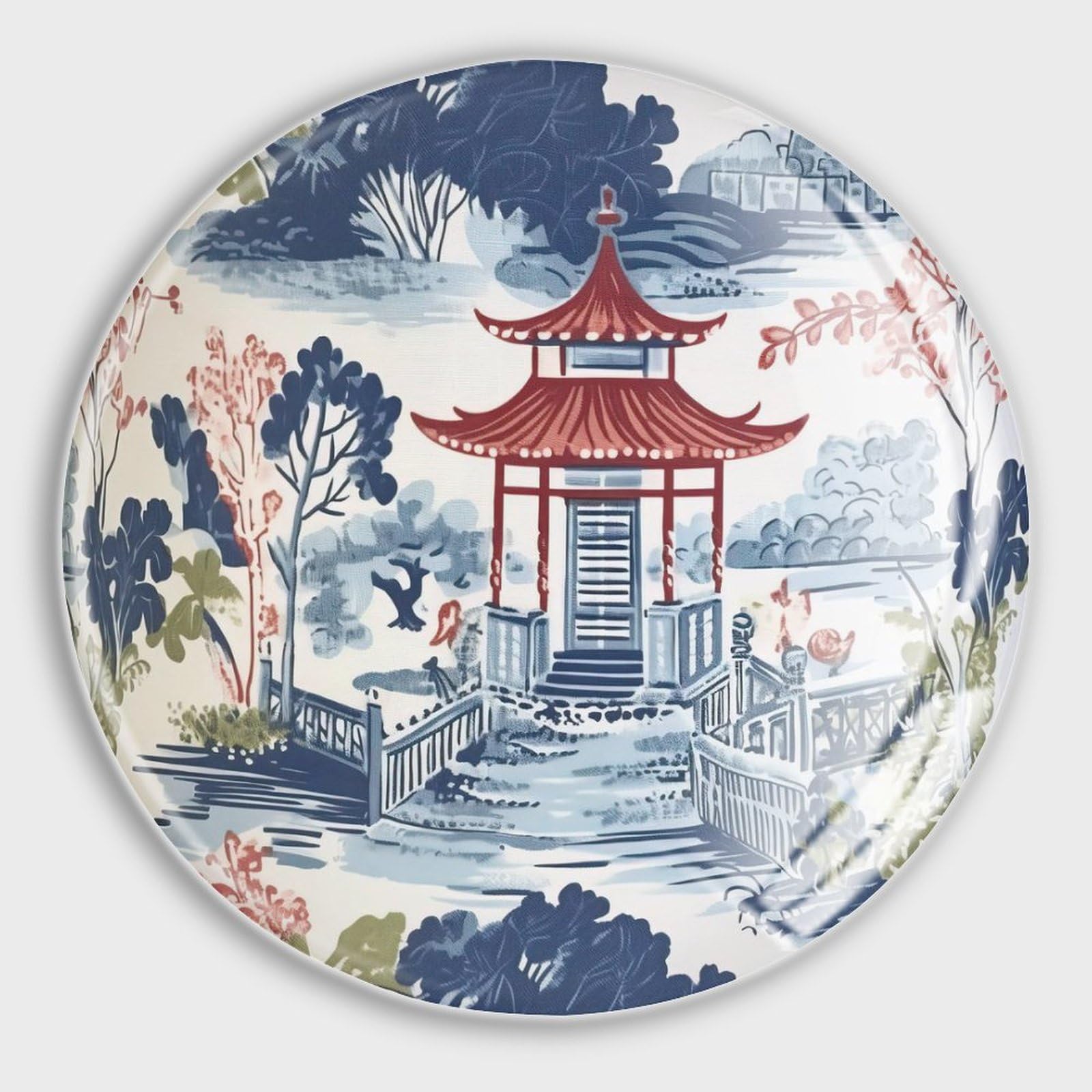 Aimants de réfrigérateur en verre bleu et blanc style asiatique pour tableau et casier