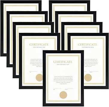 EYMPEU Black A4 Picture Frame, 9 Pack A4 Photo Frame, A4 Certificate Frames for Tabletop Display and Wall Hanging