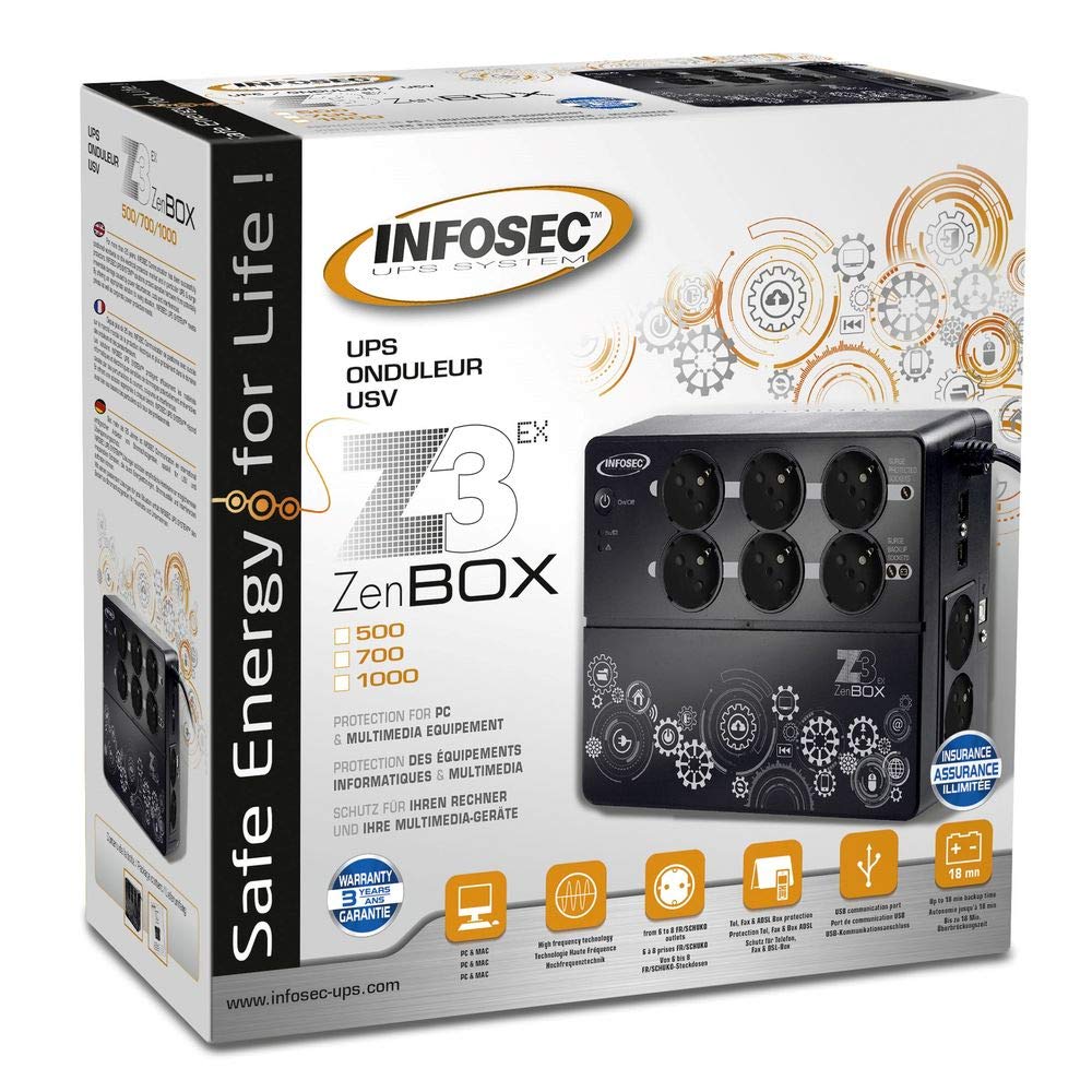 INFOSEC Z3 ZENERGY Box EX 700 8PRISES FR/SCHUKO+2VOYANTS/3A(66075)