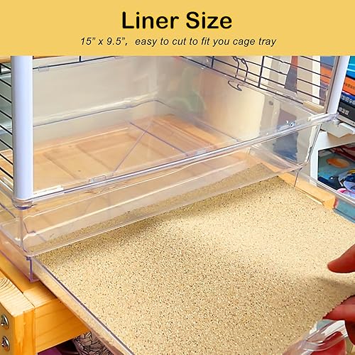 Miniatura 5 de S&X Papel de grava para jaula de pájaros, paquete de 30 forros de jaula de pájaros de 15 x 9.5 pulgadas, desechables para mejorar la higiene y la