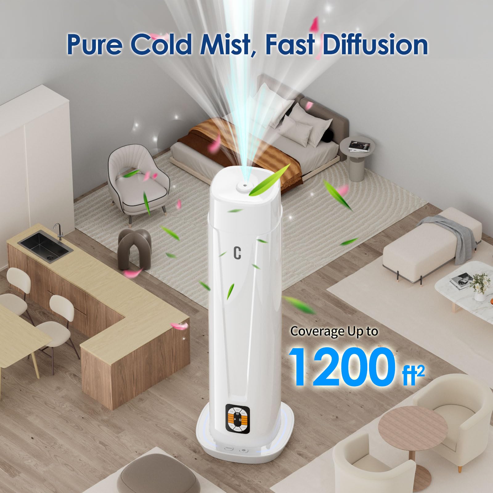 Diffuseur de parfum sans eau – Couverture de 1 200 m², diffuseur d'huiles essentielles avec télécommande, diffuseur d'aromathérapie silencieux avec lumière LED et minuterie, machine à air parfumé pour