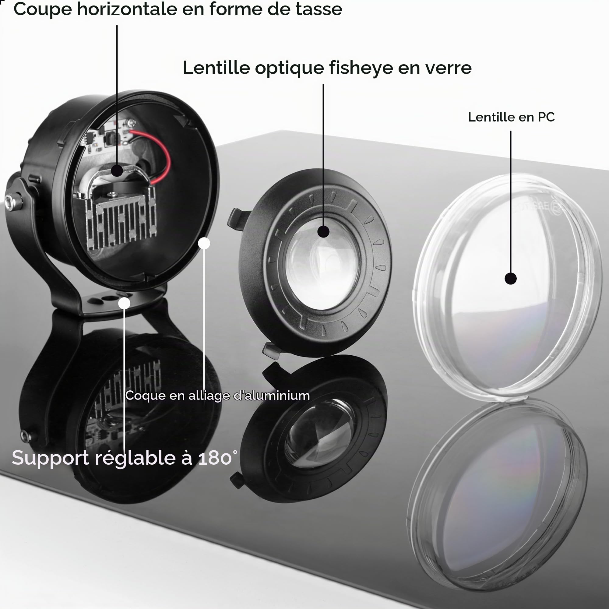 Phare Rond de Travail LED 3,5 Pouces,Spot 4x4,antibrouillard Anti-éblouissement pour Tout-Terrain 12V 24V,Feux de Pare-Chocs adaptés aux camions,Bateaux,Golf carts,ATV,UTV,Pickups,SUV remorques