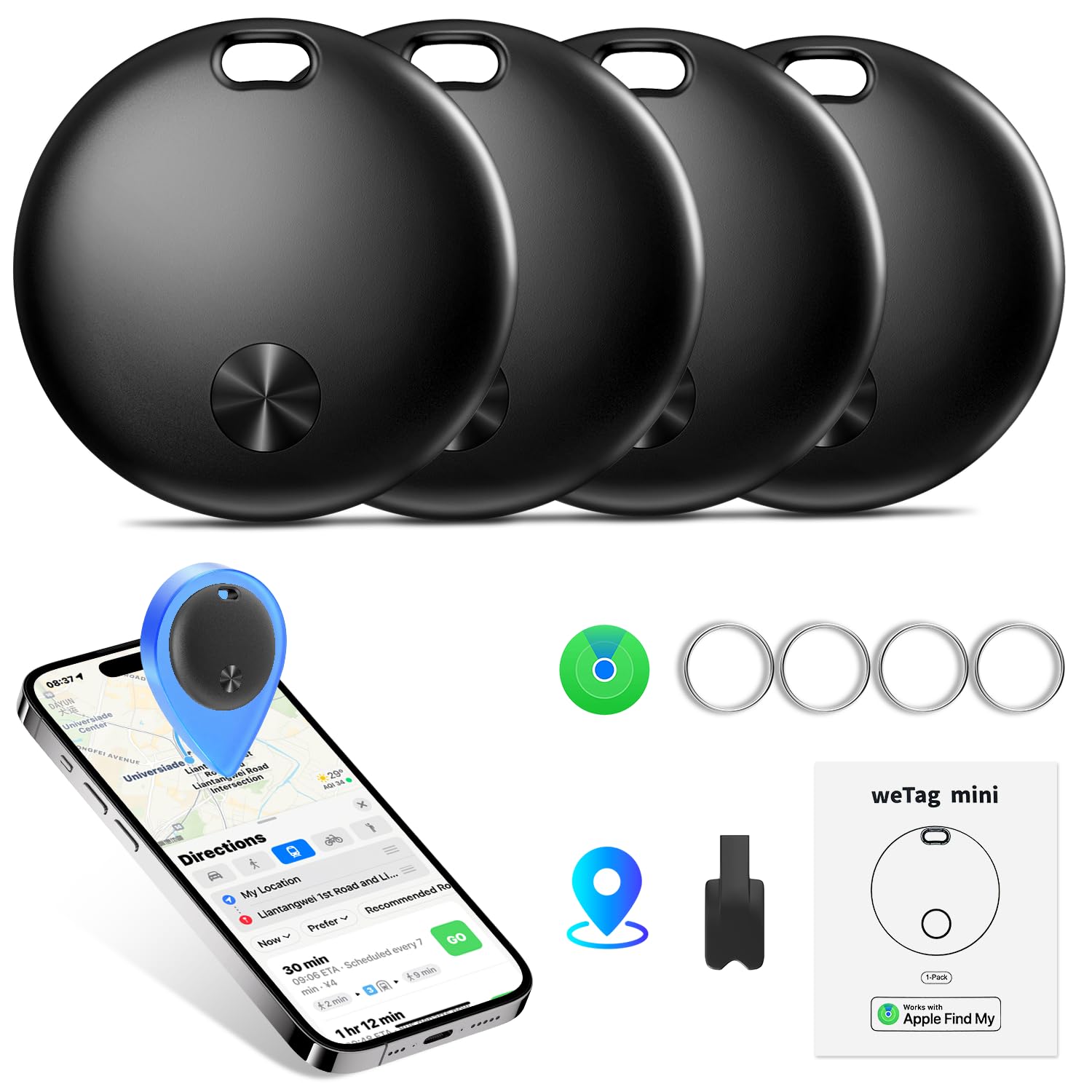Tracker Tags- 4 Pack, Bluetooth Trackers Works with Apple Find My APP (iOS Only), 92 dB Sound, Replaceable Battery, Smart Tracking Tag Keys Finder and Item Locator for Keys, Bags, Luggage, Wallet, etc-image-25