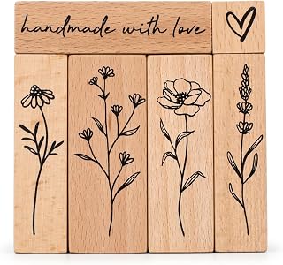 6PCS Vintage Wooden Wall Floral Stamps for Painting, Decorative Flower Stamps for DIY Crafting Tools Scrapbooking Card Making Journaling Clay Pottery Projects