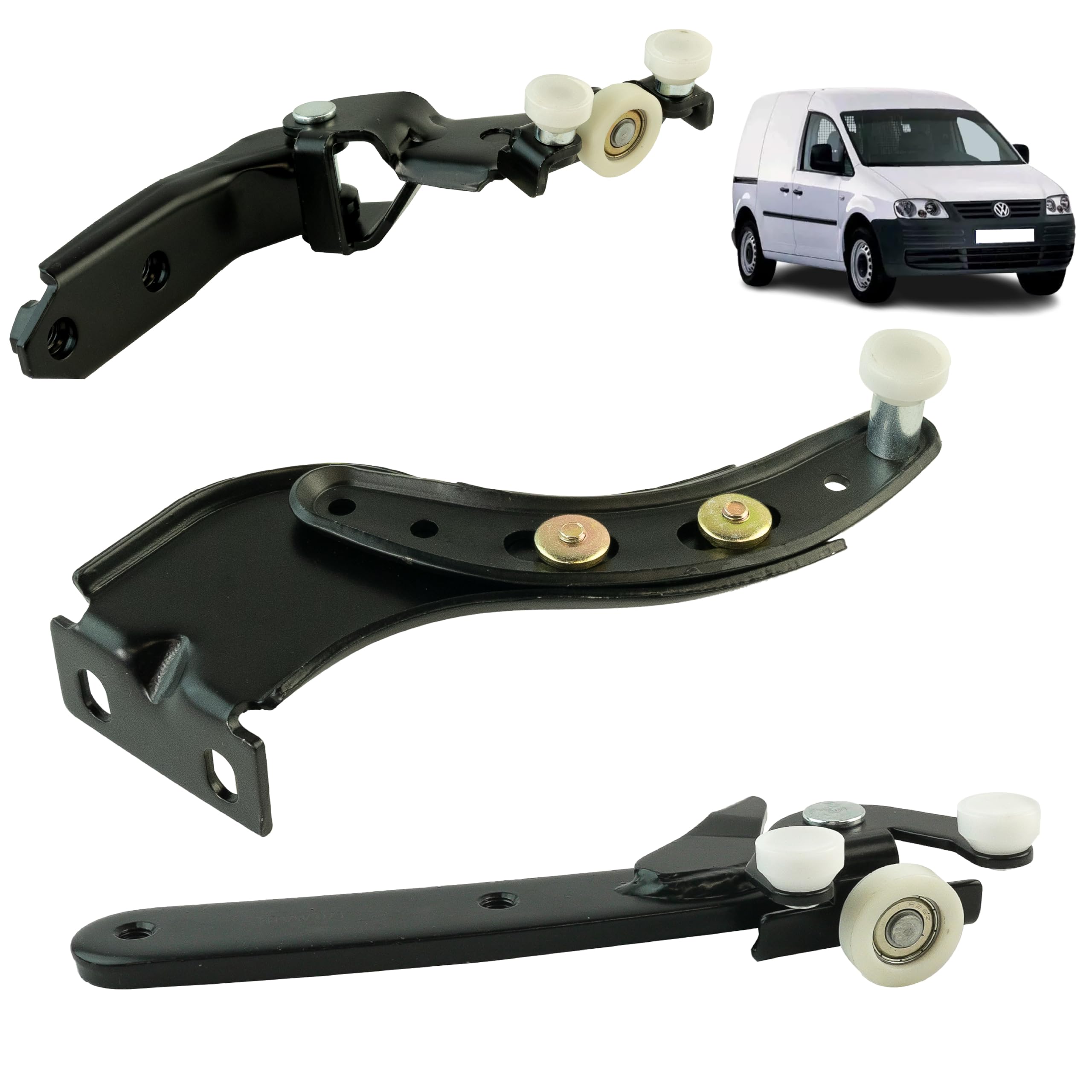 3 rodillos puerta corredera compatibles para Caddy 3 y Caddy 4 (2004-2020) guía rodillos puerta lateral – Guía SUPERIOR - CENTRAL - INFERIOR