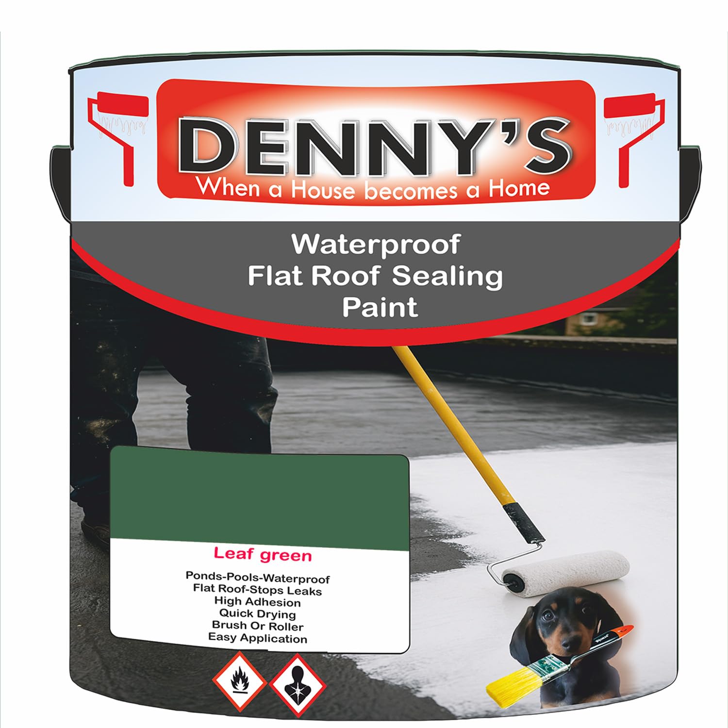SCOOBYS PAINTS BACK IN THE MIX Chlorinated Rubber Flat Roof Paint – Waterproof Roof Sealer & Leak Repair Coating, Quick Drying, High Adhesion (Leaf green, 2.5 Litre Tin)