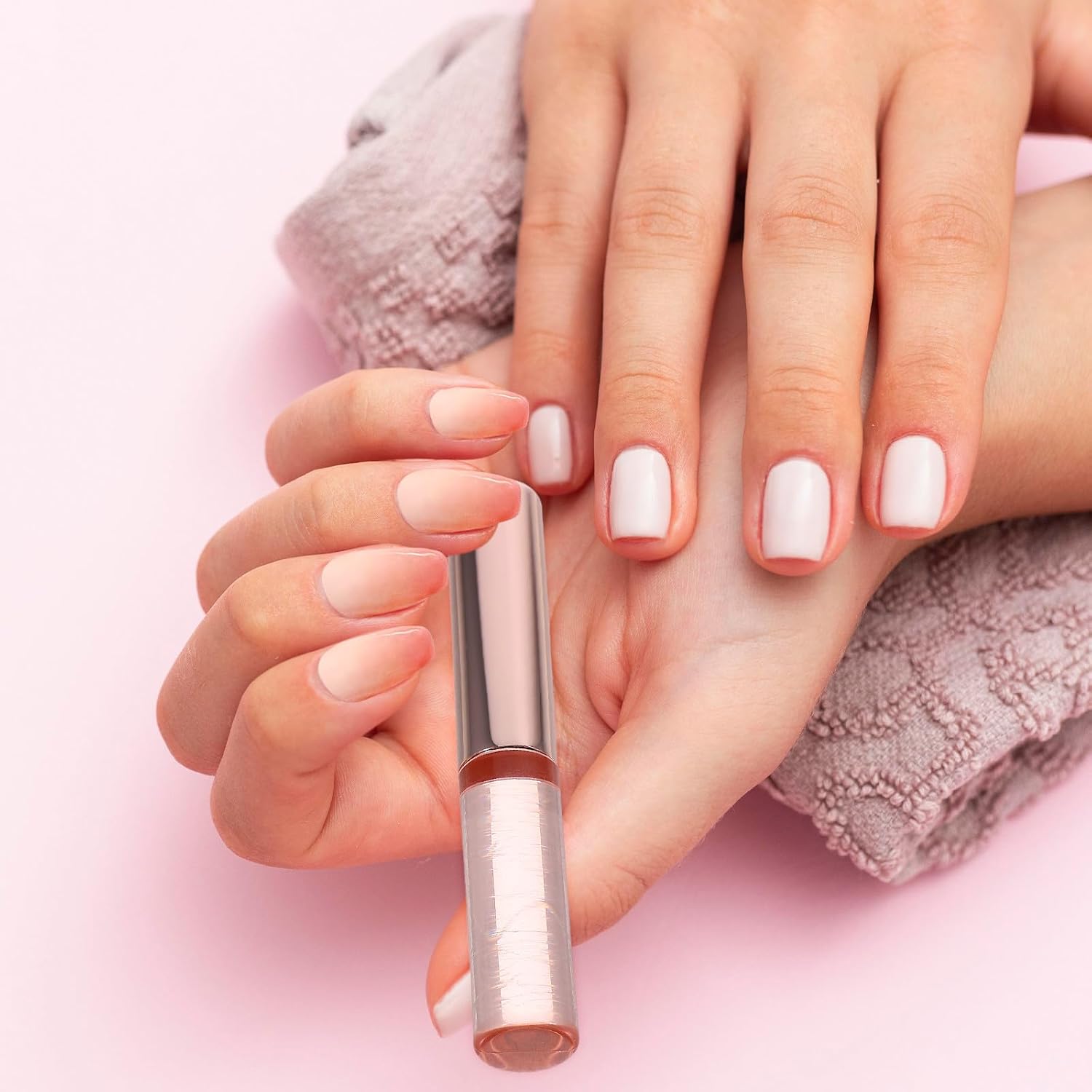 Portable Pink Silicone Nail Art Stamper with Gradient Nail Brush for Stamping and Resistance to Deformation for Home and Professional Manicure Use