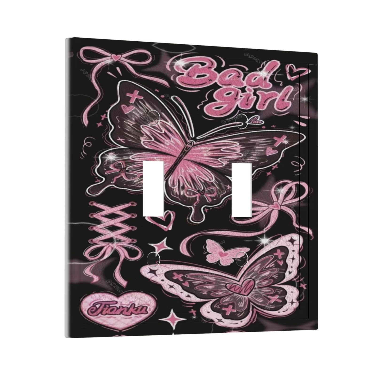 Placa decorativa para interruptor de luz doble de dos bandas rosa