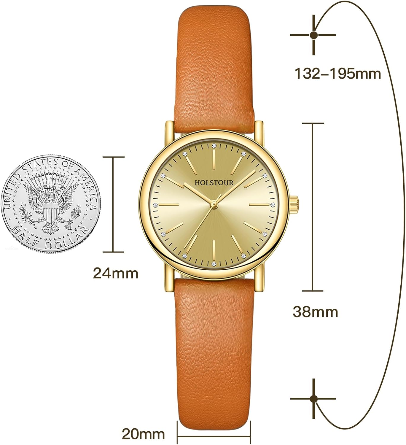 Watches for Women Crystal Accented Fashion Watch with Leather Band Gifts for Women - Image 4