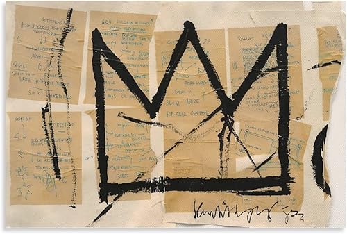 RIUFIN Lienzo impreso para pared, sin título de 1982, graffiti de la corona de la calle, cuadro temático de decoración de fiesta, póster decorativo