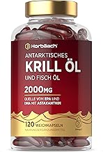 Krillöl Kapseln Hochdosiert 2000mg | Omega 3-340mg EPA/DHA mit 600 mcg Astaxanthin | Antarktis Krill | Alternative zu Lebertran | 120 Stück | Horbaach