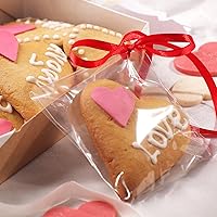 Vista 6 de Bolsas de galletas Morepack para regalos, bolsas de celofán con cierre autoadhesivo de 4x4 pulgadas, bolsas de celofán transparentes resellables