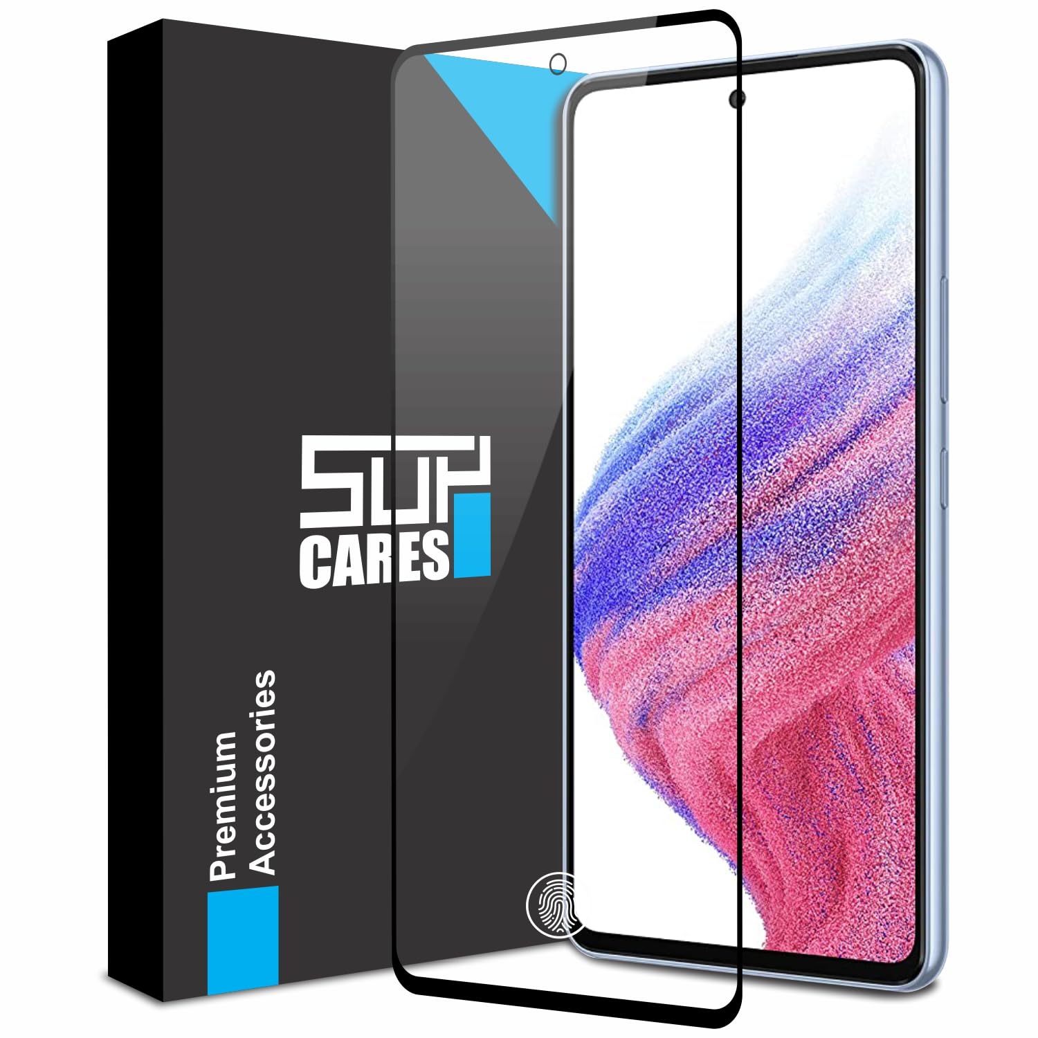 SupCares Tempered Glass for Samsung Galaxy A53 (6.5 Inch) With Installation Kit | 9H Edge to Edge Screen Protector | Black