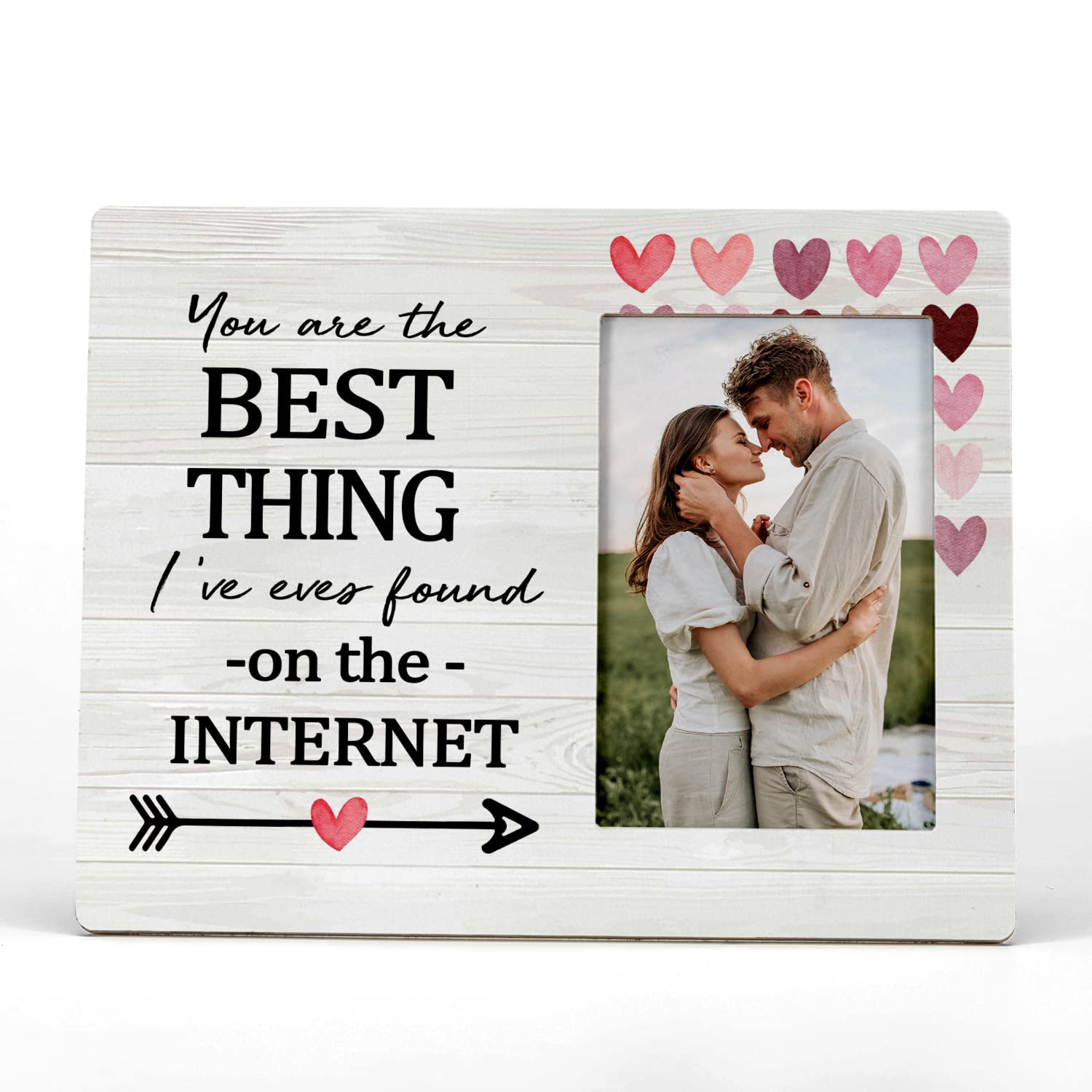 FONDCANYON Cornice Portafoto In Legno 20x25 Cm | Scritta Romantica "You Are The Best Thing I've Ever Found On The Internet" | Per Coppie, Fidanzati, Anniversario
