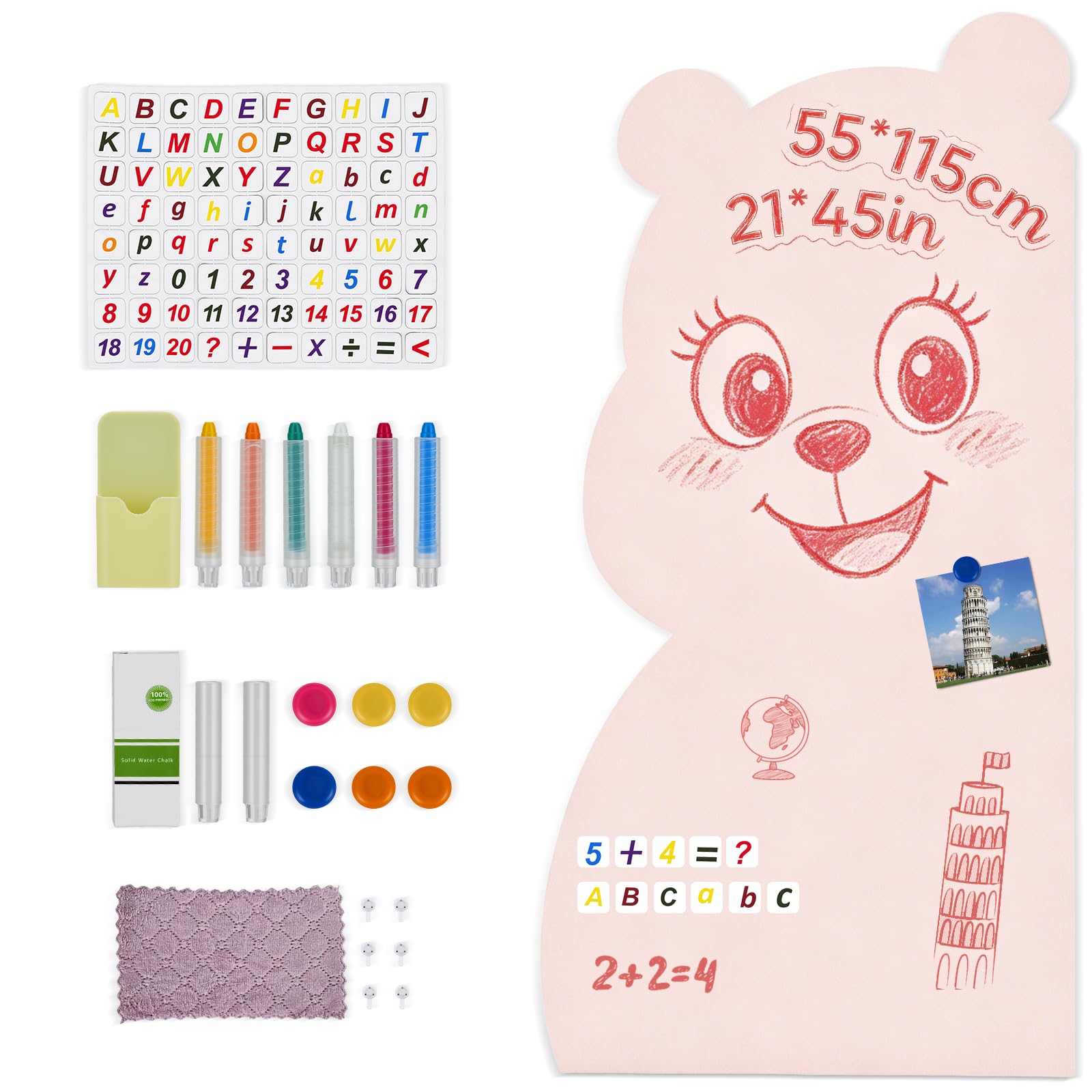 Magnetischer Wandaufkleber für Kinder, 115 x 55 cm Magnetischer Kreidetafel-Aufkleber, Magnetische Kreidetafel für die Wand, Abziehen und Aufkleben, Selbstklebende Tafel für Zuhause Klassenzimmer