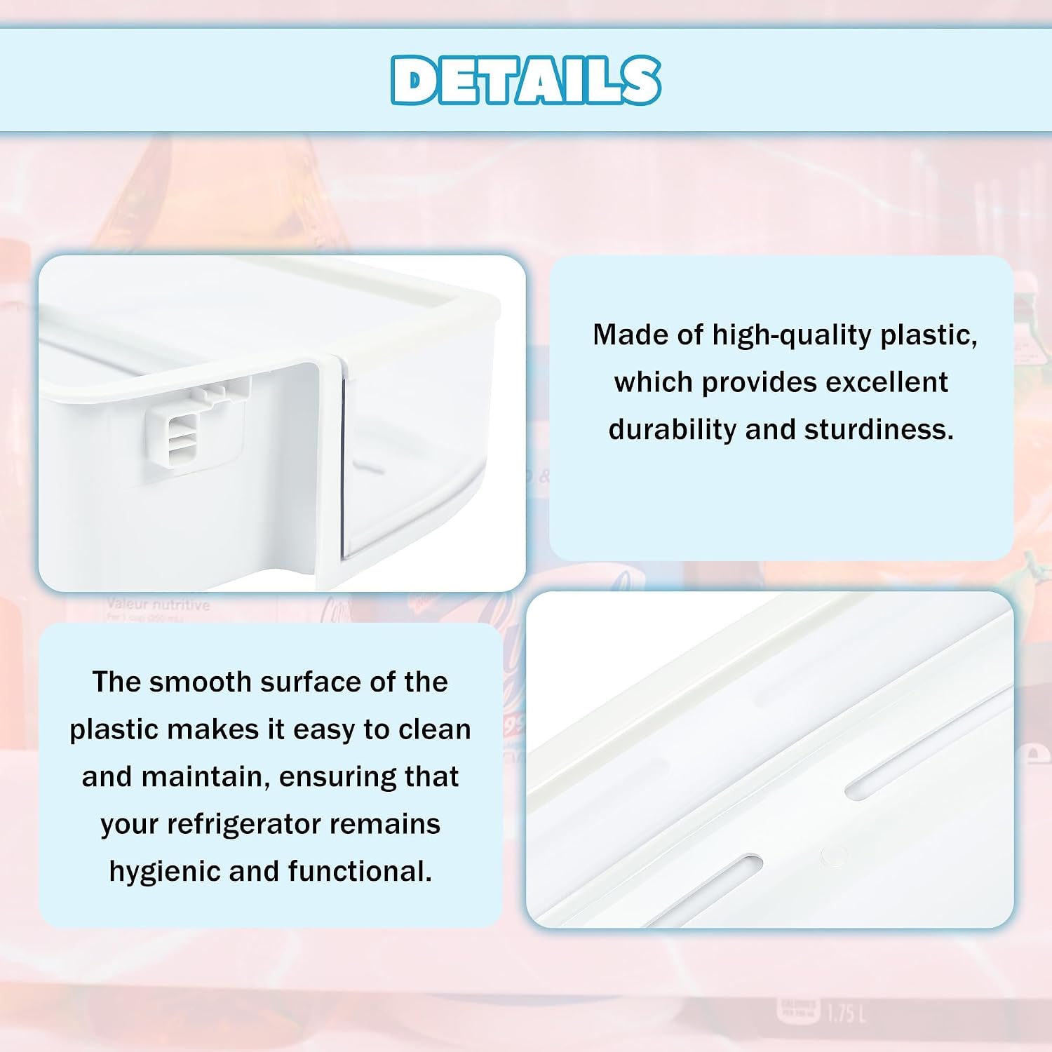 Kojem AAP73631503 79571052010 Refrigerator Door Shelf Compatible with Kenmore Elite Replacement for 79571053010 79571054010 79571056010 79571059010 White+Clear Plastic Refrigerator Door Bin