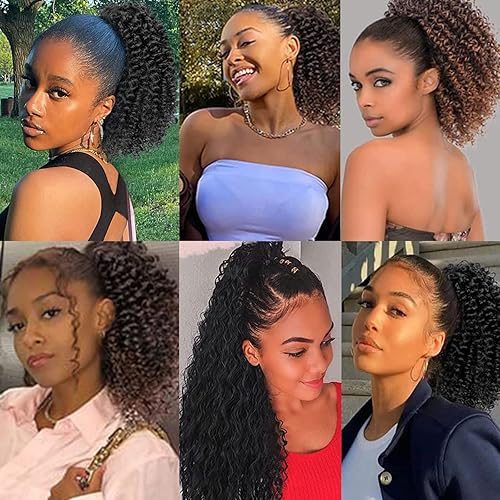 Miniatura 5 de Cola de caballo con cordón para mujeres negras, extensión de cola de caballo corta rizada para mujeres negras, extensión de cola de caballo rizada