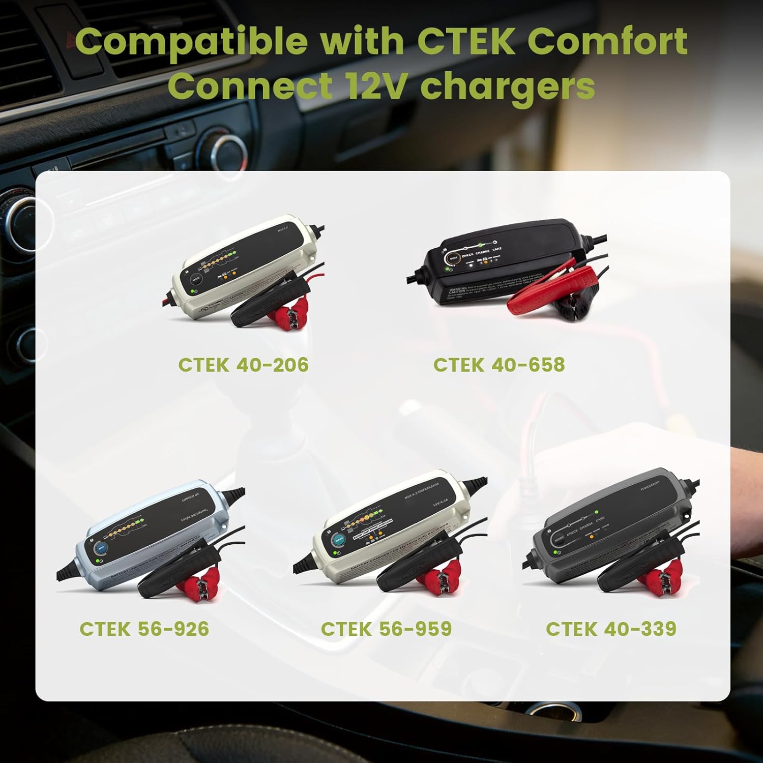 12V Cigarette Lighter Adapter for CTEK Battery Chargers,CTEK Connect CIG Plug,Permanent Connection for Hard-to-Reach Batteries,Accessories for Cars Motorcycles