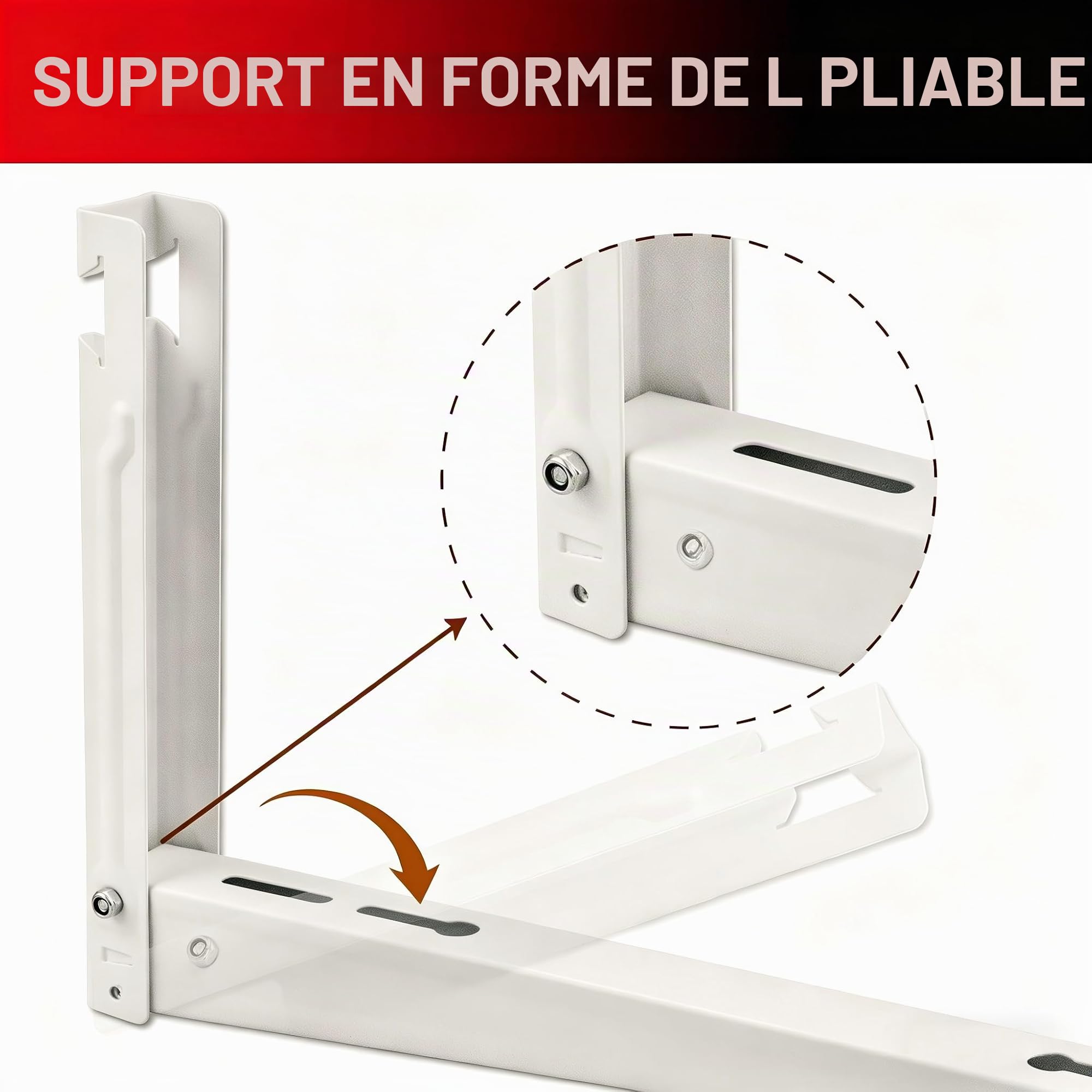 Wostore Support mural universel pour appareil extérieur de climatisation 550 mm 9000-36000 BTU jusqu'à 160 kg, console murale pour climatisation split et pompe à chaleur robuste et stable (blanc 550