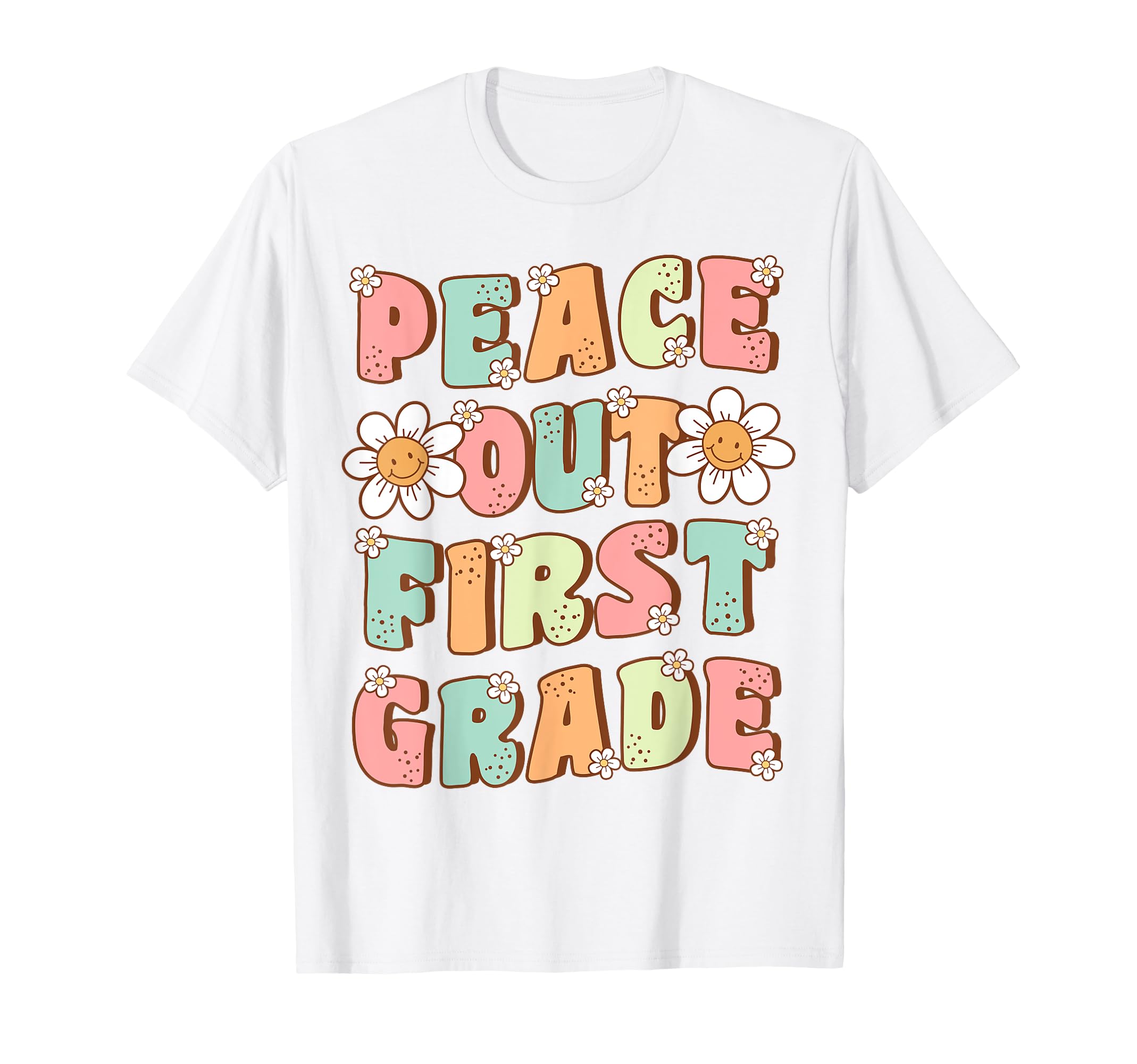 Peace Out First Grade Cute Groovy Last Day of 1st Grade T-Shirt
