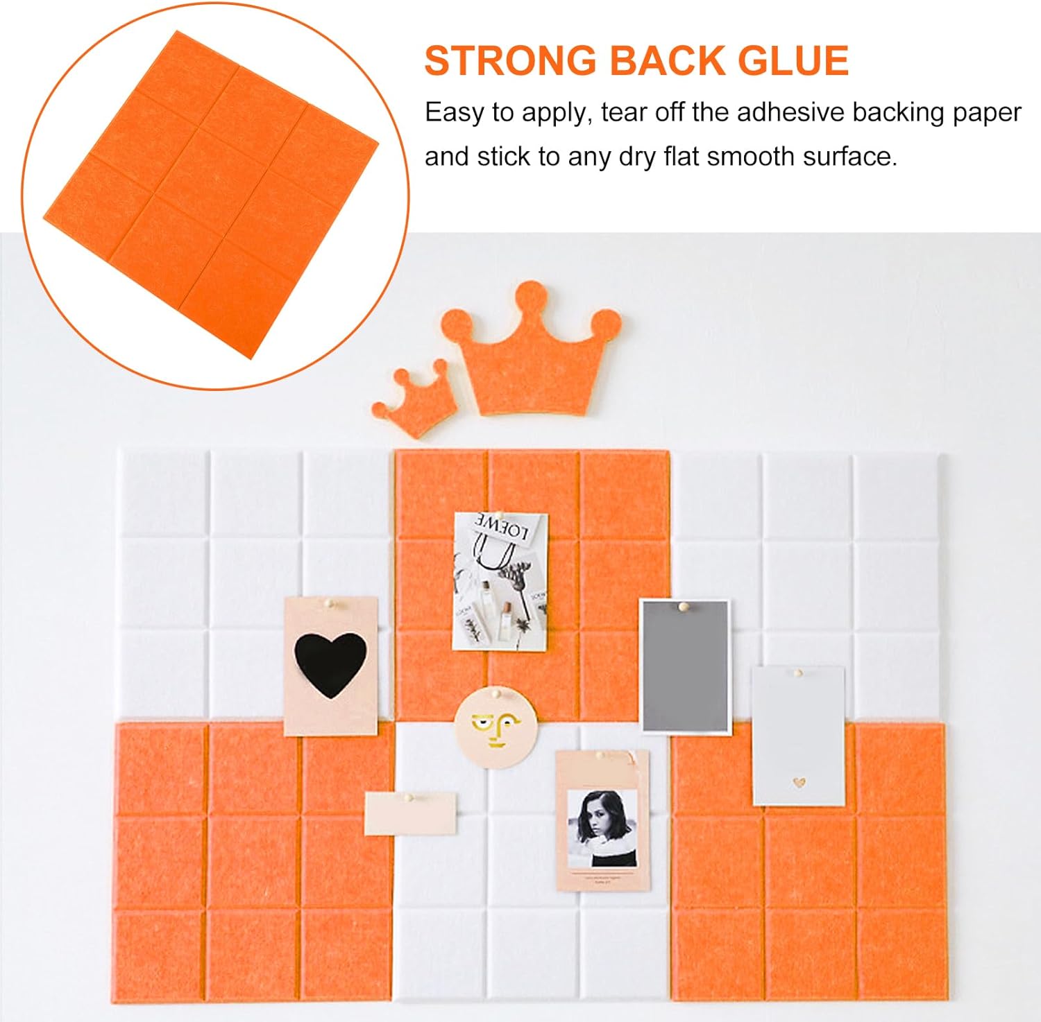 ULTECHNOVO Self-Adhesive Felt Board 11.8 Inch Square Bulletin Board for Home Office Kindergarten Wall Decoration Message