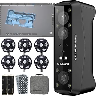 Shining3D [ Einstar Rockit Wireless Laser 3D Scanner ] with Scanning Software, 38 Laser Lines, 7 Parallel Laser Lines, 0.05mm HDR for Reverse Engineering, Manufacturing and Art