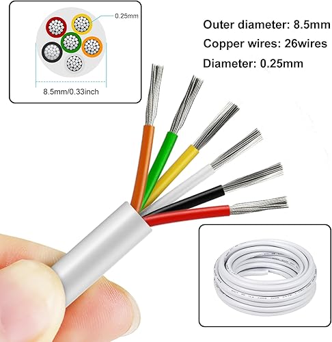Vista 99 de Cable de calibre 18 de 50 pies, 3 conductores, cable eléctrico de 18 AWG, cable de cobre estañado trenzado sin oxígeno 18/3, cable de bajo voltaje