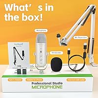 Vista 7 de Kit de micrófono de juegos ZealSound, micrófono USB condensador para podcast con brazo articulado, micrófono supercardioide con botón de silencio