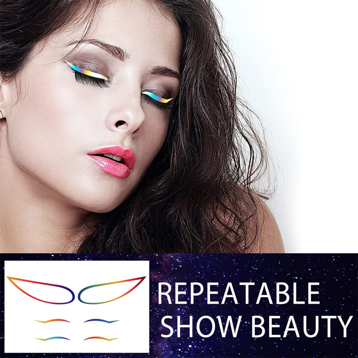 Beavorty 20juegos Eyeliner Stickers Autoadhesivos Para Maquillaje Diseño Para Fiestas Cosplay y Uso Diario