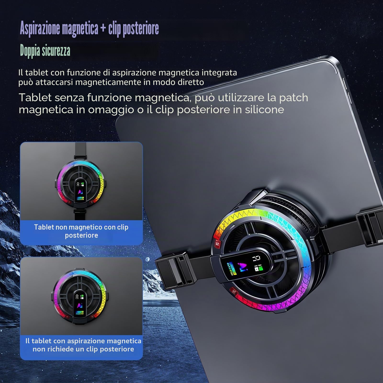 Frigorifero per Tablet,4 Modi di Raffreddamento,Frigorifero Magnetico per Cellulare,Frigorifero per Laptop,Riscaldatore Universale per Cellulare/Tablet/IPad,Per Giochi Mobili, Tiktok Live-Streaming