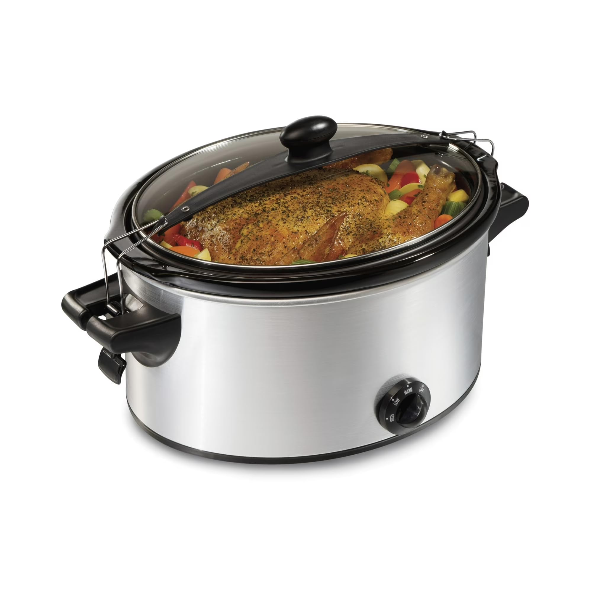 Slow Cooker 6 Quart with Removable Stoneware Pot and Glass Lid Adjustable Temperature Settings Dishwasher Safe Parts Portable