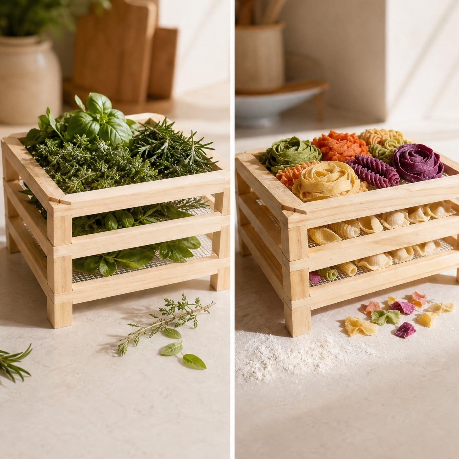 Qianly Secado con perficies Malla Apilable Secador Pasta Versátil Escurridor Pasta Cocina para Hogar, Balcón