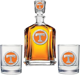 Tennessee Decanter with 2 Glasses Combination Set | 24 OZ Pourer with 2 Double Old-Fashioned Glasses | Expertly Crafted Pewter Glass by Heritage Pewter