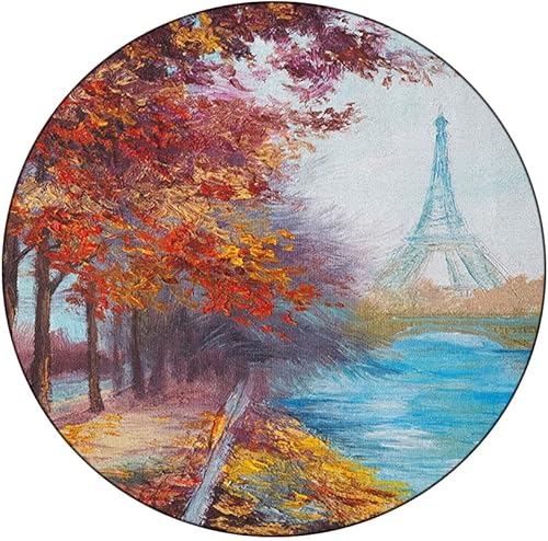 Miniatura 1 de Mantel redondo, mantel artístico para mesa auxiliar, vista de la torre Eiffel desde el río Sena en otoño, se adapta a mesas redondas de 23 pulgadas