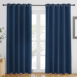 NICETOWN Moroccan Blue Blackout Curtains 84 inch Length, Grommet Top Room Darkening Drapes for Bedroom Living Room, Light Blocking Window Covering for Privacy (W66 x L84 Inch, 1 Panel)