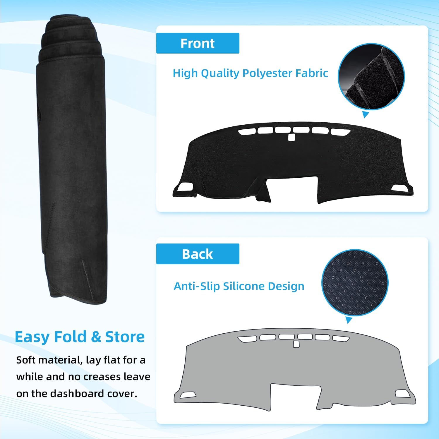 Dashboard Dash Cover Mat for Honda CRV CR-V 2012 2013 2014 2015 2016 Polyester Custom Fit Honda CR-V Accessories Dash Cover Black Trim (CRV 2012-2016, Black)