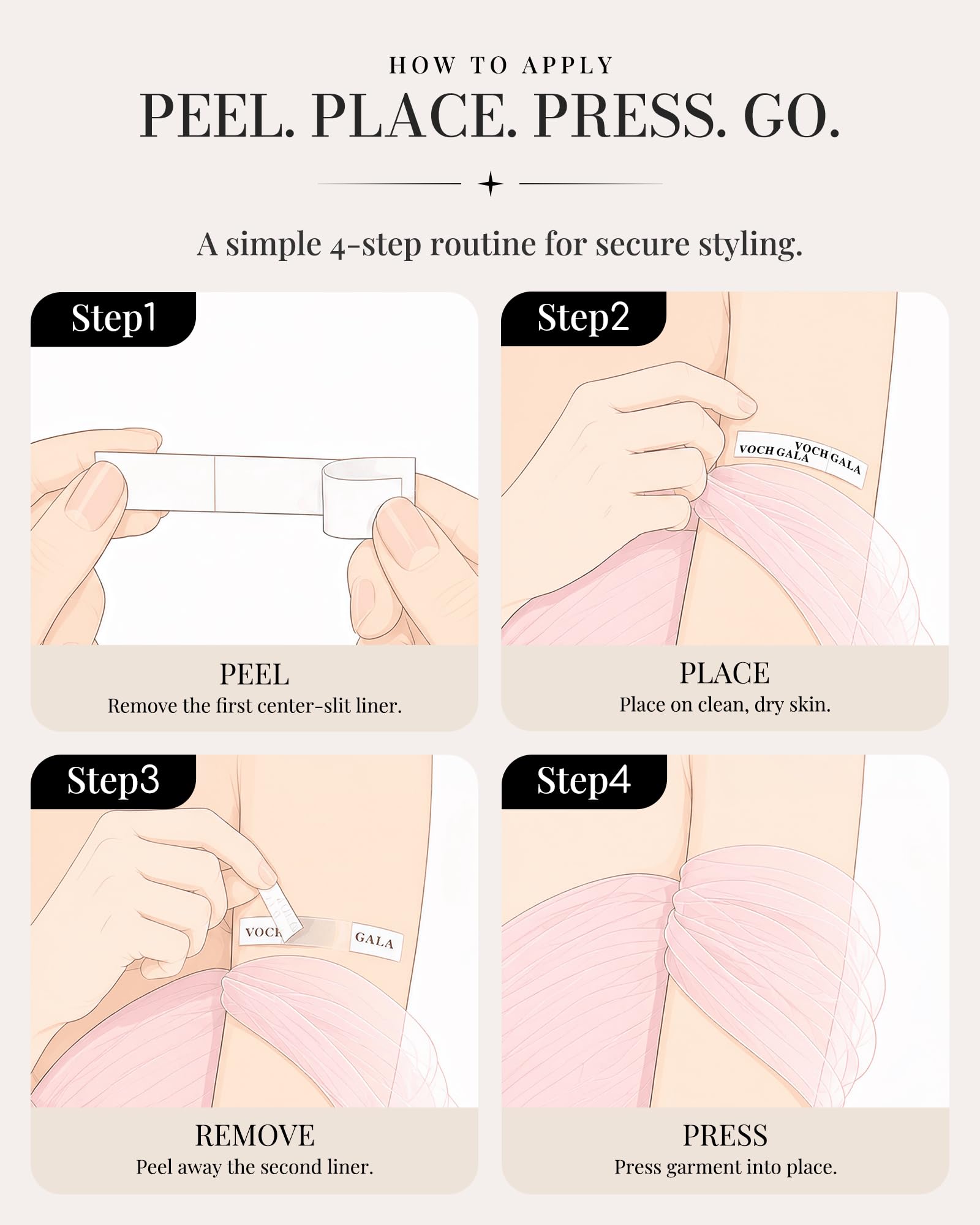 VOCH GALA Double Sided Tape for Clothes and Fashion, 100 Strips image 6