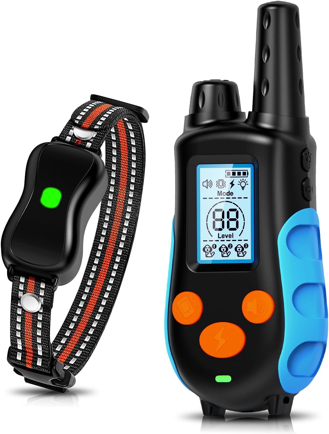 Dog Training Collar, Dog Shock Collar with Remote, Dog Electric Collar for Small Medium Large Breed, Rechargeable E Collar for Dog Training with Light Beep Vibration Safe Shock Mode, IPX7 Waterproof