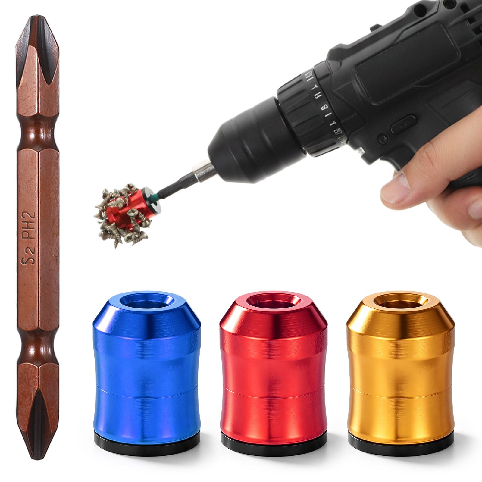 4 Pcs Screwdriver Head Magnetic Ring Magnetic Screw Holder Ring Set