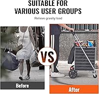 Vista 6 de VEVOR Carrito de compras plegable, capacidad de carga máxima de 200 libras, carrito de comestibles con ruedas giratorias y bolsa, cesta