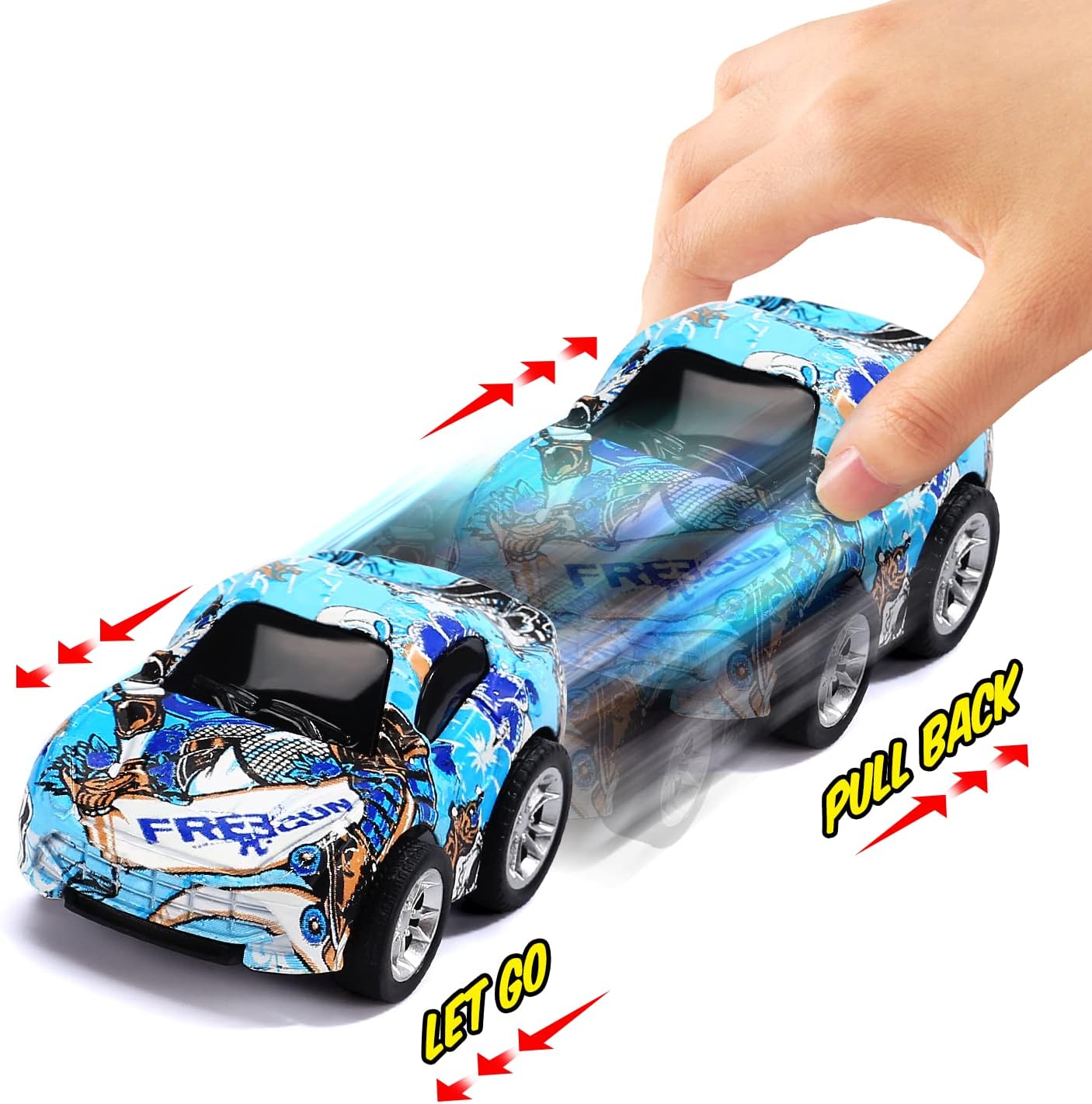 CUTE STONE 12 Pack Filled Easter Eggs with Alloy Pull Back Cars, Friction Powered Vehicles, Easter Basket Stuffers Party Favors for Boy, Girls and Kids