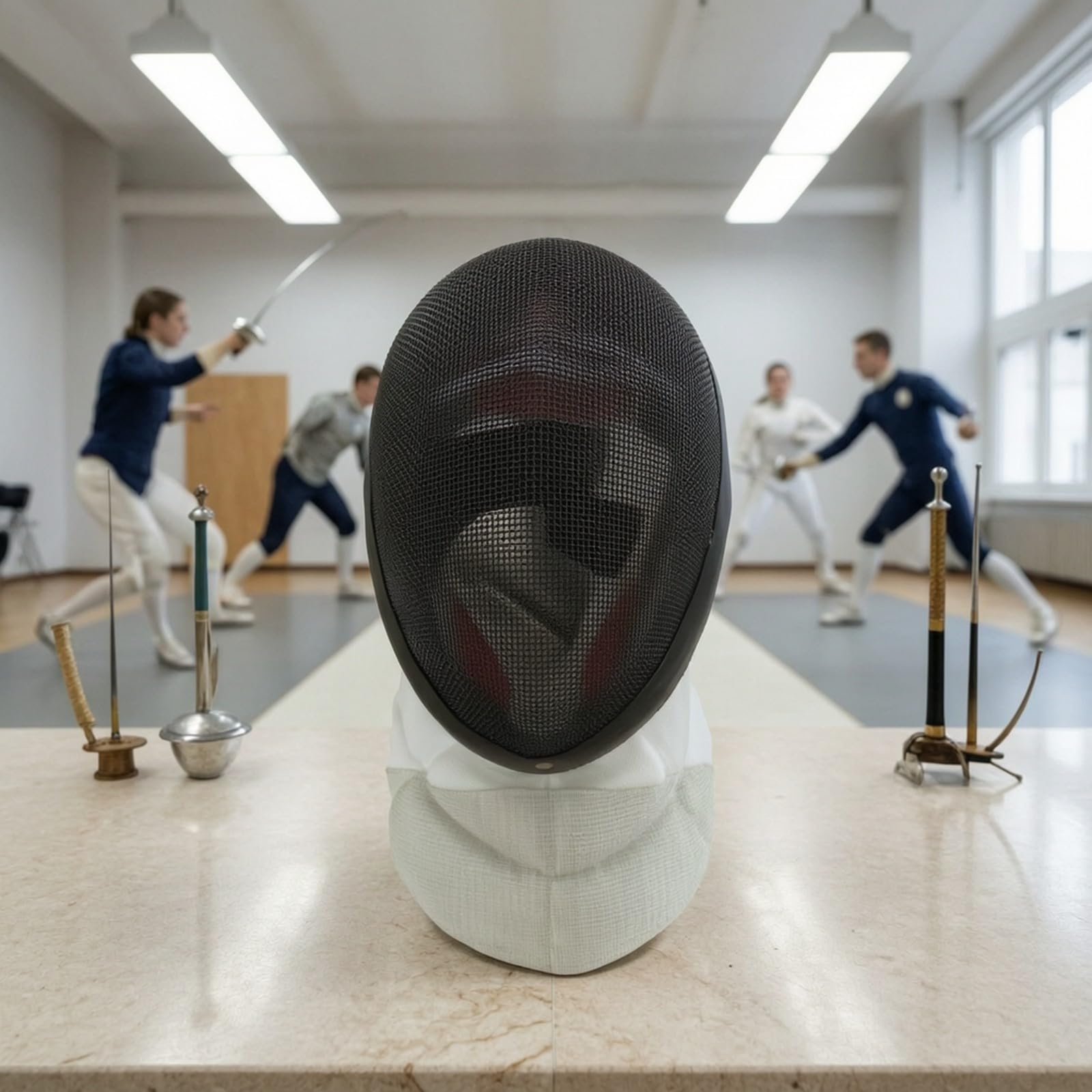 Qianly Maschera da Scherma Comoda Regolabile, Maschera da Scherma con Ventilazione, Resistente, e, per namento, Schermidori, Atleti